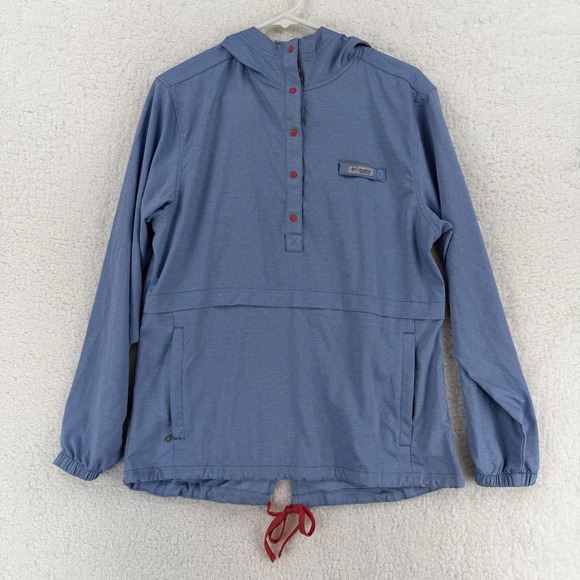 Columbia Other - Columbia Jacket Mens Small Blue Hooded PFG Pullover Anorak Windbreaker Fishing